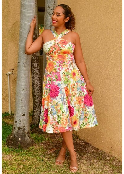 Maison Tara ULRICH- Floral X Top Fit & Flare Dress