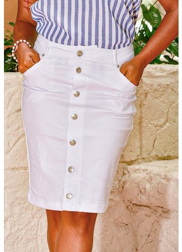 SABRINA LAUREN Short Button Down Skirt with Pockets