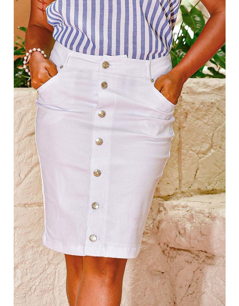 SABRINA LAUREN Short Button Down Skirt with Pockets