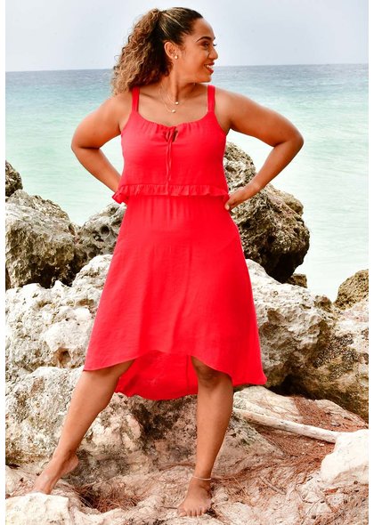 GENGEN- Thin Strap Dress with Pop Over