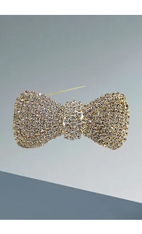 Rhinestones Ribbon Bow Brooch