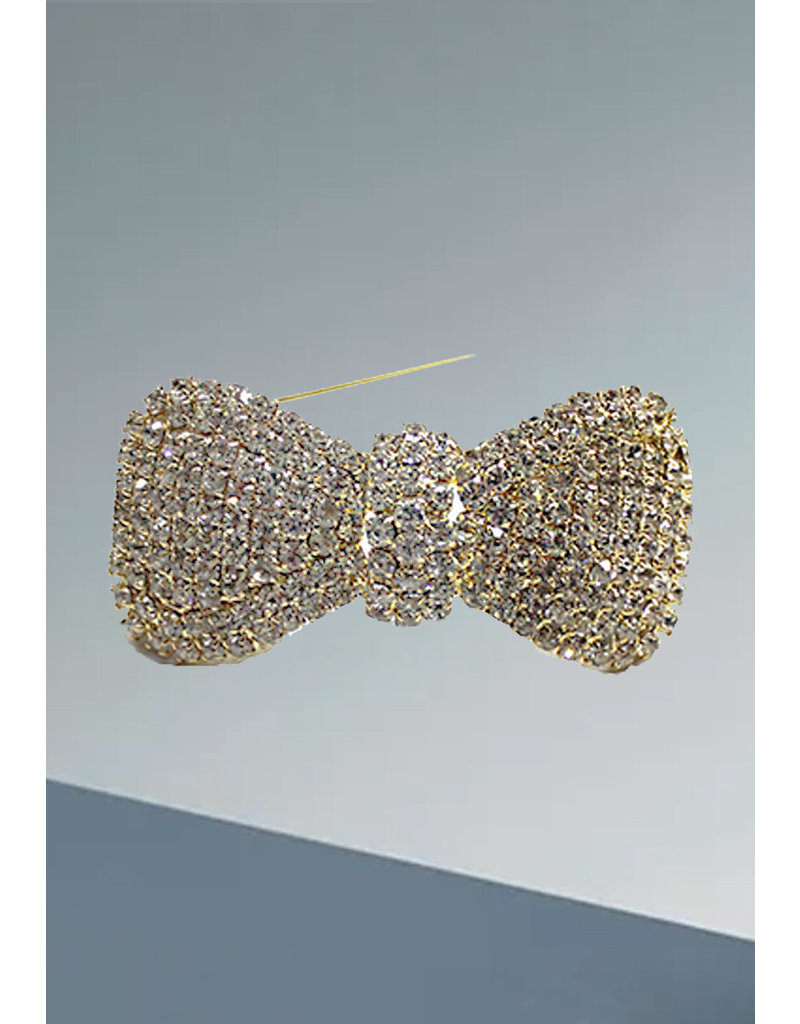 Rhinestones Ribbon Bow Brooch