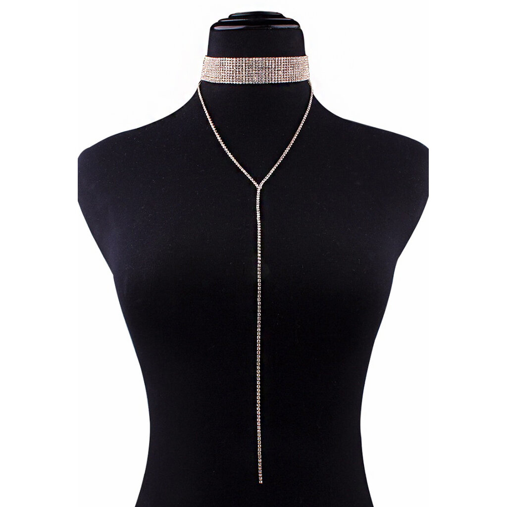 Rhinestone Choker with Drop