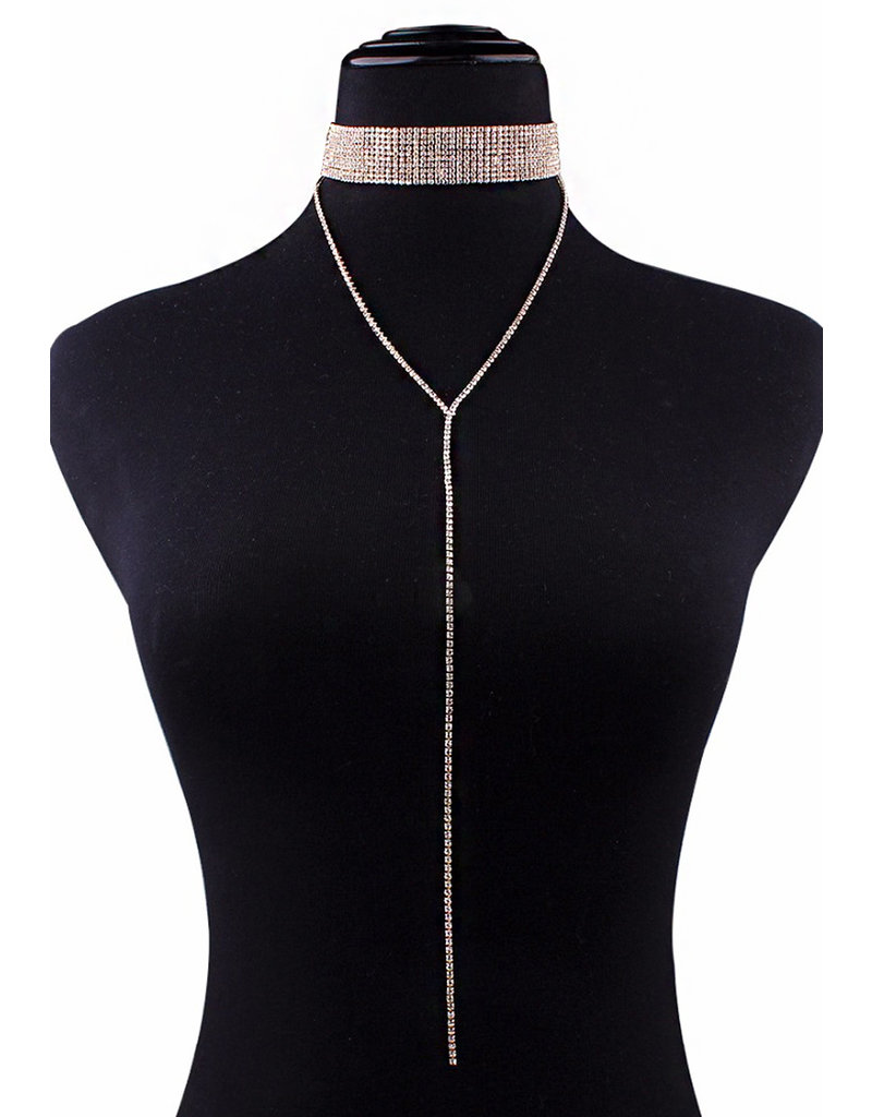 DH Accessories Rhinestone Choker with Drop