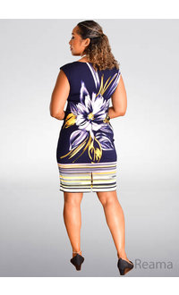 REAMA- Armhole Dress with Flower Top & Stripe Bottom