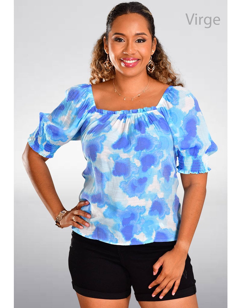 ZAC & RACHEL VIRGE- Tie Dye Top with Elastic Sleeve