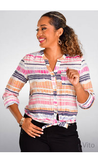 ZAC & RACHEL VITO- Stripe Tie Button Top with Pocket