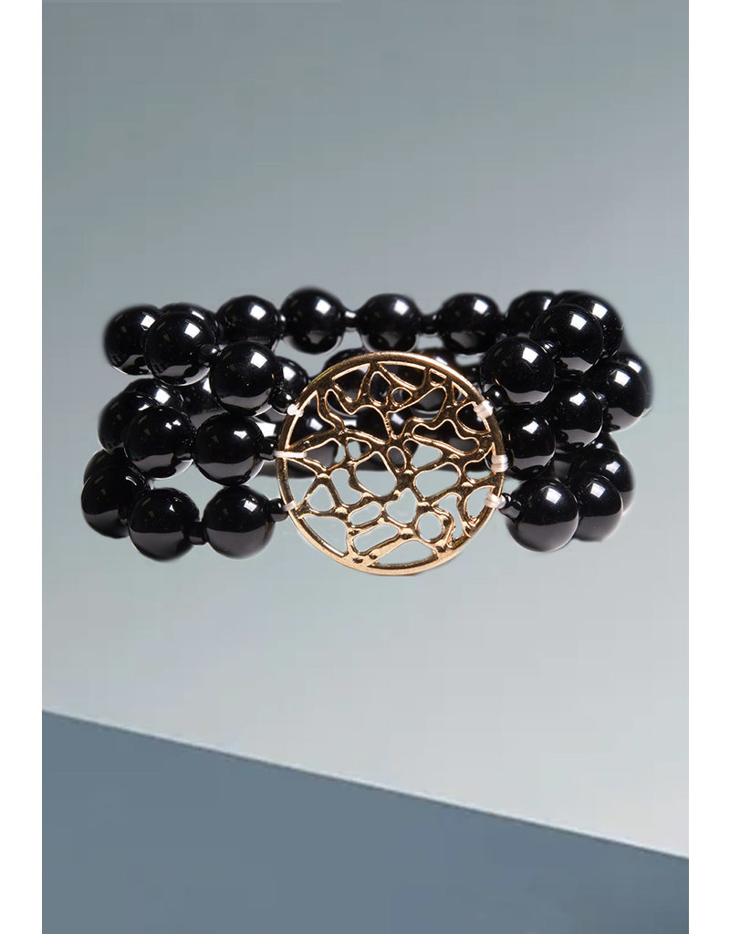 Cherie by PARATI Jewelry-CHER  3-row glass bead brclt w/metal