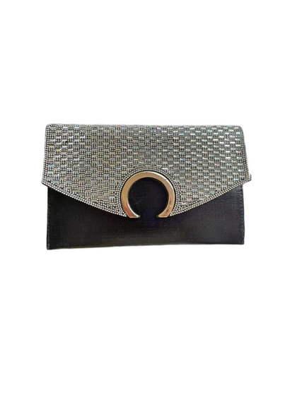 KMQ Envelop Clutch with Rhinestone Flap