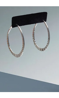 Hope Collection Large Flat Ribbed Hoop Earrings