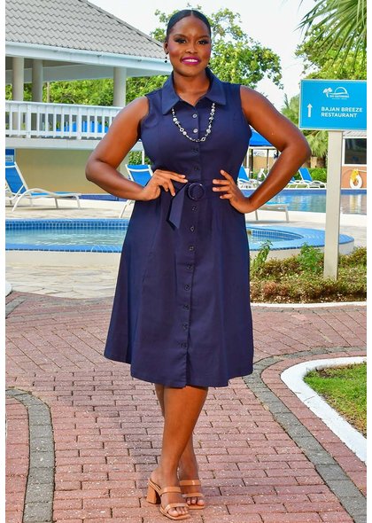 Nina Leonard KIMAL- Armhole Button Down Dress