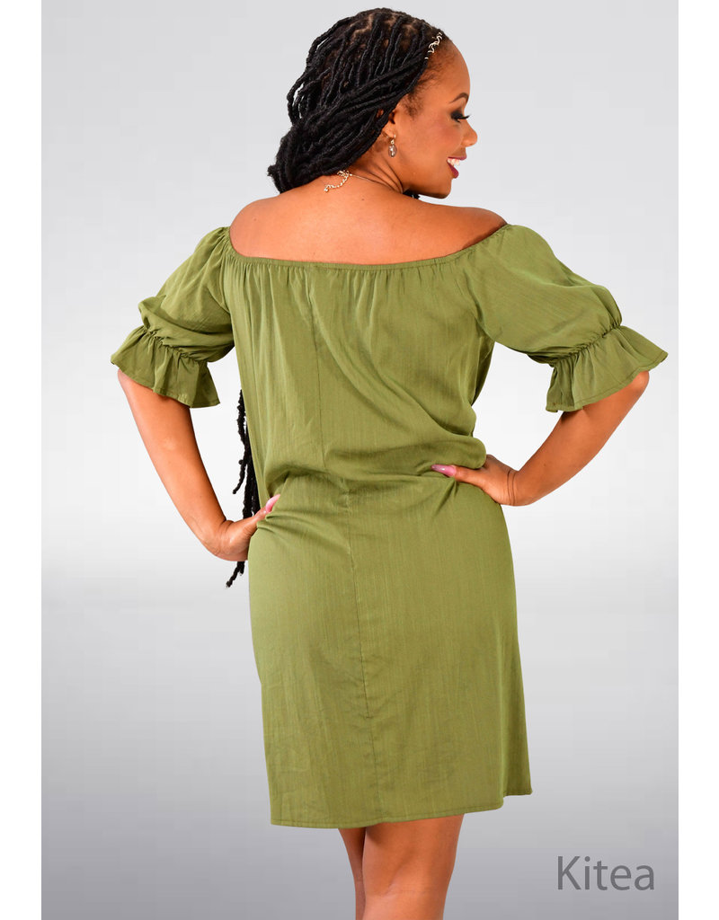 ARIA KITEA- Off Shoulder Dress with Puff Sleeves