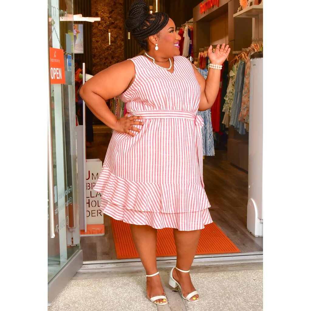 NIPSY- Plus Size Striped Mini Dress