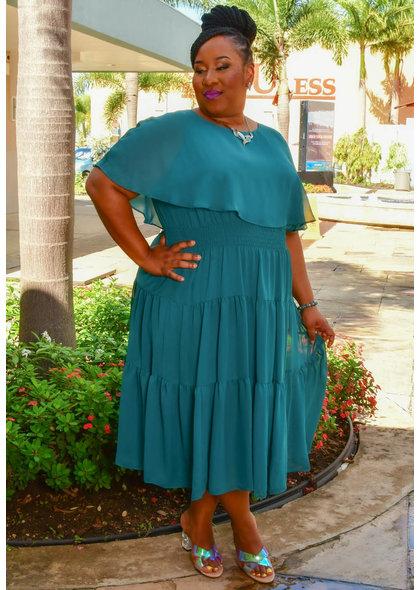 Maison Tara FILUN- Plus Size Caplet Overlay Dress