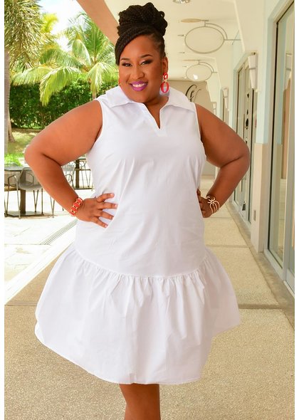 JM Studio KINNA- Plus Size Armhole Dress with Collar