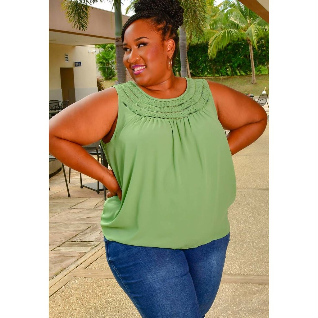 VINH- Solid Top with Cut Out Neck