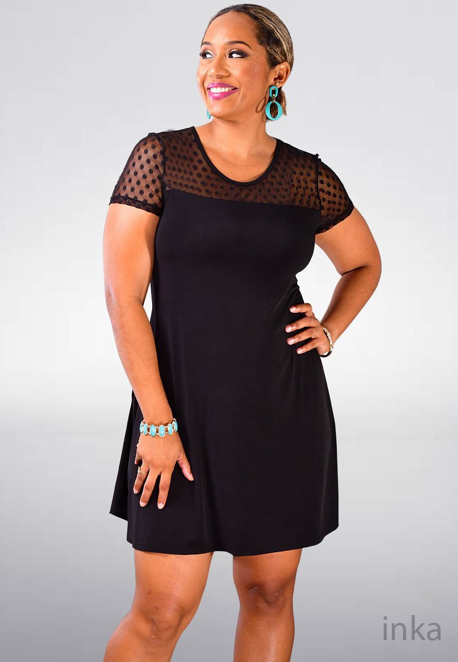 INKA Dotted Mesh Top Solid Bottom Harmonygirl