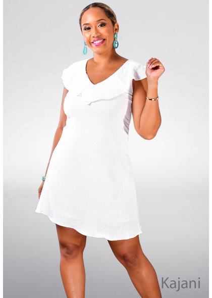 52SEVEN KAJANI- Popcorn Look V-neck Dress