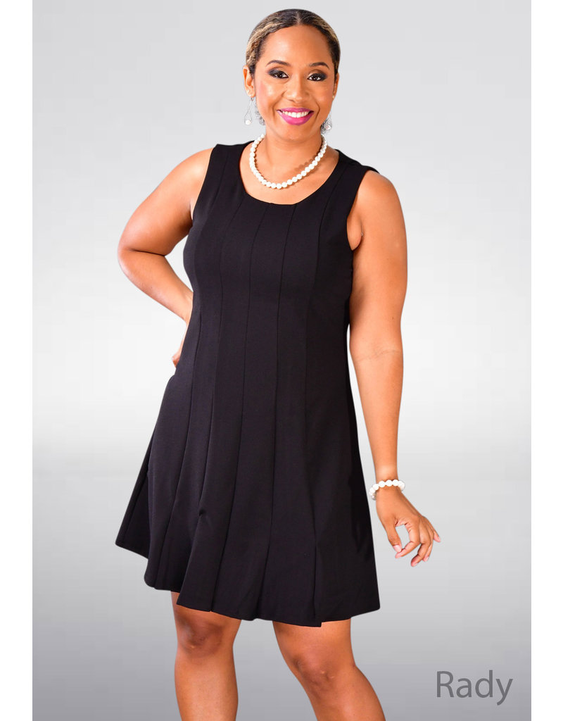 RADY- Solid Armhole Dress with Pleat Hem - Harmonygirl.com