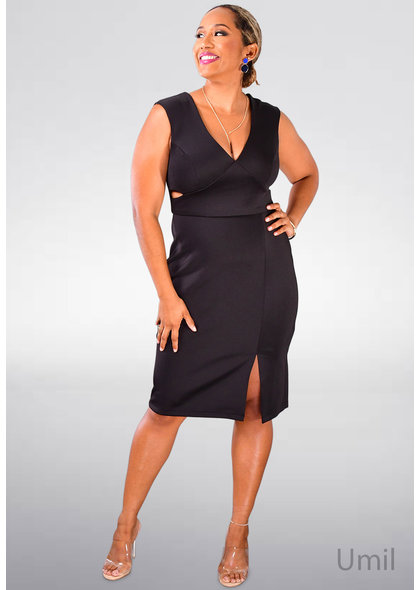 Shelby & Palmer UMIL- V-Neck Dress with Cut Outs