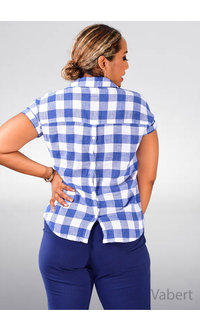 DASH VABERT- Plaid Print Top with Cuff Sleeves