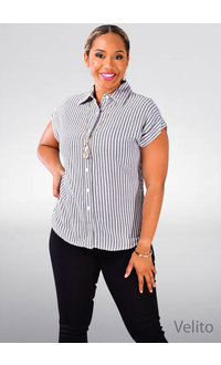 1 BLISS LANE VELITO- Stripe Botton Down Collar Top