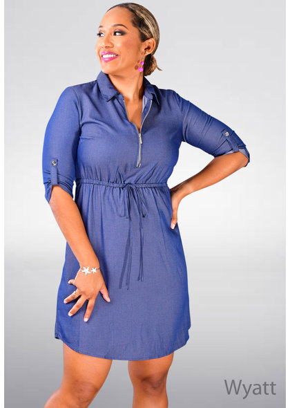 MLLE Gabrielle WYATT- Jeans Three Quarter Sleeve Dress