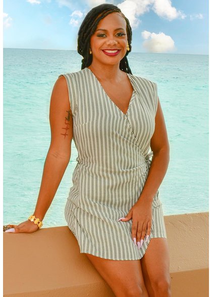 KAETHE- Printed Faux Wrap Romper