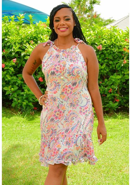 Signature KAIA- Printed Tie Strap Dress