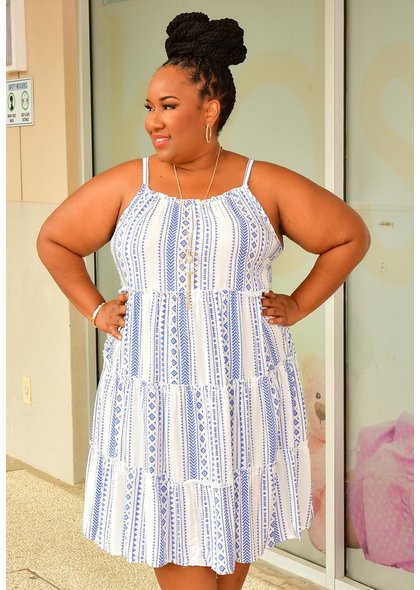 MLLE Gabrielle KYRIAKI- Plus Size Strappy Tiered Dress