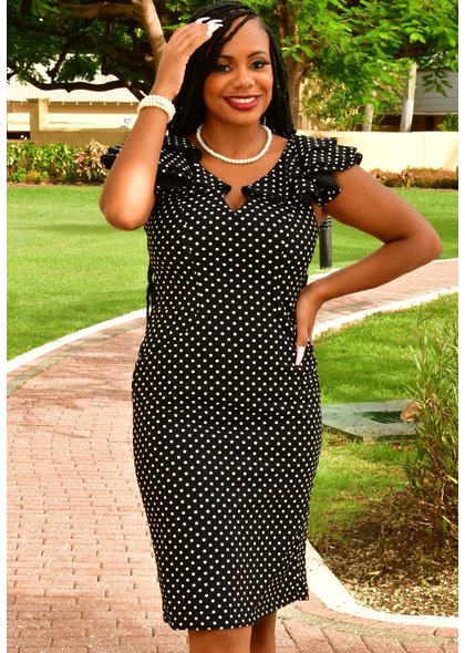 Shelby & Palmer RRENIO- Polka Dot Ruffle Sleeve Dress
