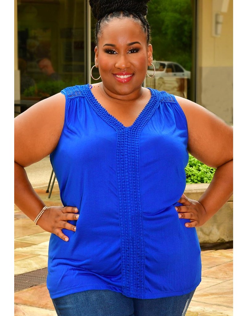 VARSIN Plus Size Armhole Crochet Shoulders Top Harmonygirl