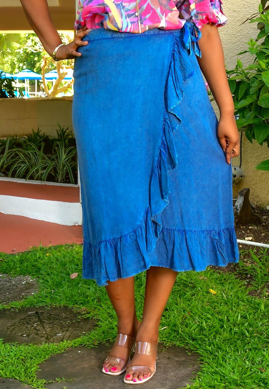 Shirred Wash Skirt with Wrap - Harmonygirl.com