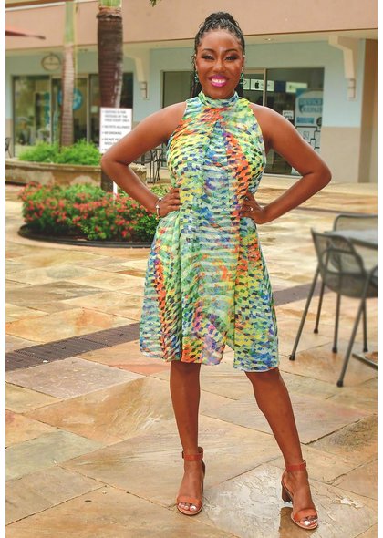 Signature FLAVIA- Printed Mock Neck Dress