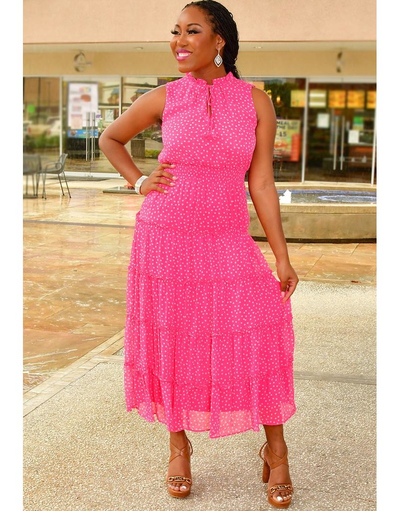 Polka dot shop dress pink boutique