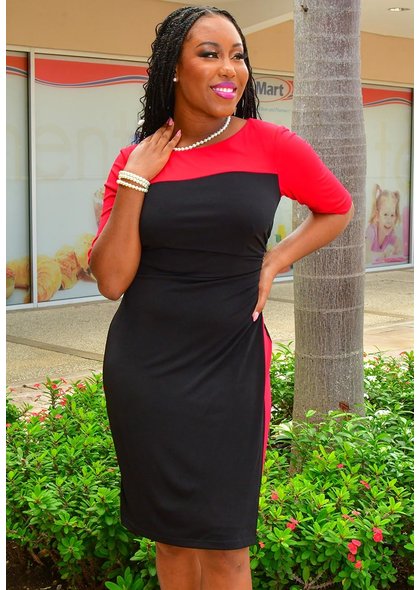 IMALA- 2 Tone 3/4 Sleeve Dress
