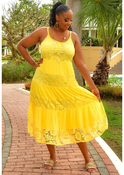 Signature GELINA- THin Straps Lace Patch Dress