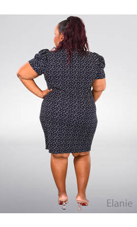 ARIA ELANIE- Plus Size Square Neck Dress with Sleeve