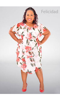 Ignite Evenings FELICIDAD- Plus Size Floral Layered Dress