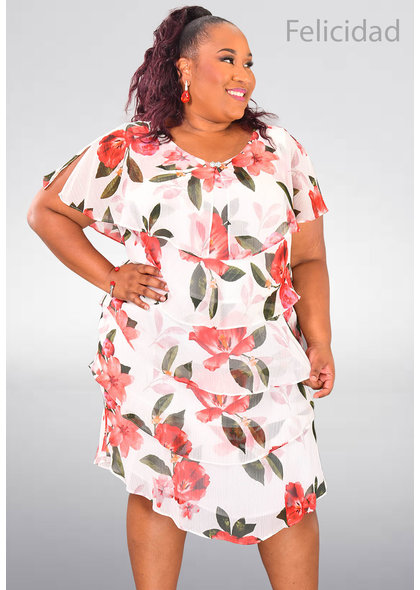 Ignite Evenings FELICIDAD- Plus Size Floral Layered Dress