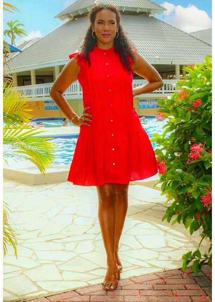 Julia Jordan RILINA- Botton Down Frill Neck Dress