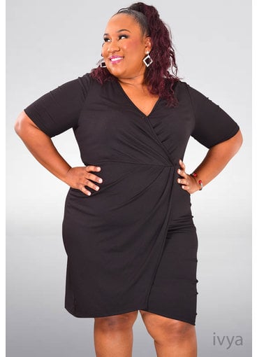 ISTEPH- Plus Size Velvet Spaghetti Strap Dress 