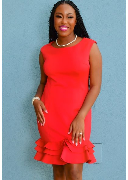 URIAH- Sheath Dress with Ruffle Hemline