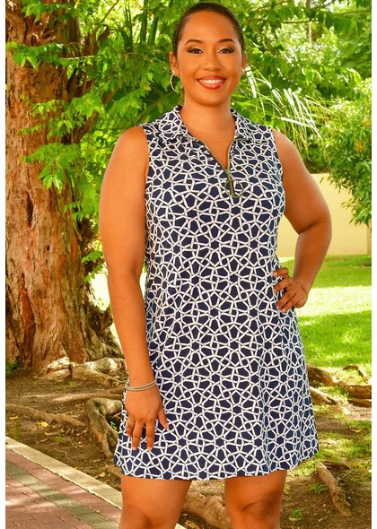 MSK IDESA- Printed Dress with Collar and Zip
