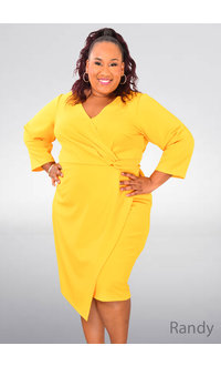 GLAMOUR RANDY- Plus Size Solid 3/4 Sleeve Dress