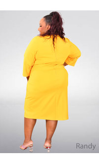 GLAMOUR RANDY- Plus Size Solid 3/4 Sleeve Dress