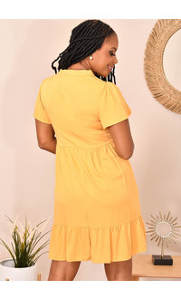 GETS ONORA- Solid Crochet Top Short Sleeve Dress