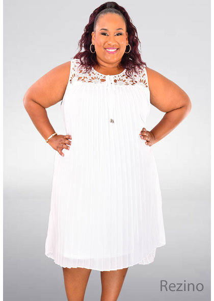 GLAMOUR REZINO- Plus Size Steam Pleat Dress with Crochet Top