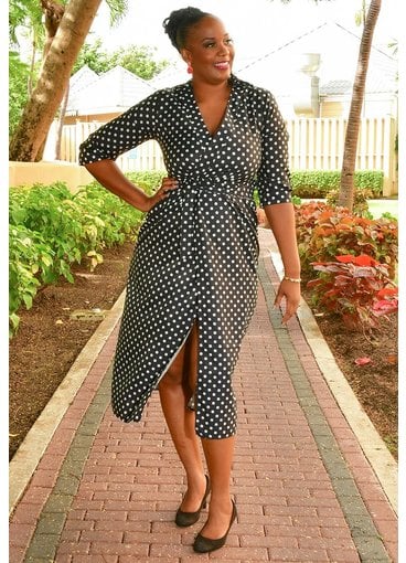 GETS ORIT- Polka Dot 3/4 Sleeve Dress