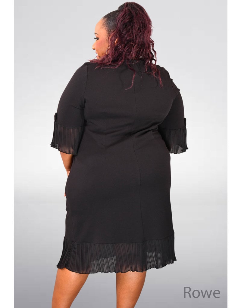 GLAMOUR ROWE- Plus Size Steam Pleat Sleeve Dress